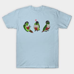 Three Green Cheeked Conure doodles T-Shirt